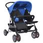 Preview: Zwillingskinderwagen Stahl Blau und Schwarz