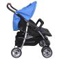 Preview: Zwillingskinderwagen Stahl Blau und Schwarz