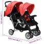 Preview: Tandem-Kinderwagen Stahl Rot und Schwarz 