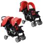 Preview: Tandem-Kinderwagen Stahl Rot und Schwarz 