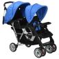 Preview: Tandem-Kinderwagen Stahl Blau und Schwarz 