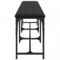 Preview: Essbank Schwarz 186x32x45 cm Stahl und Kunstleder