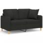 Preview: 2-Sitzer-Sofa mit Zierkissen Schwarz 120 cm Stoff