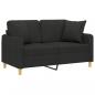 Preview: 2-Sitzer-Sofa mit Zierkissen Schwarz 120 cm Stoff