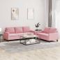 Preview: ARDEBO.de - 2-tlg. Sofagarnitur mit Kissen Rosa Samt