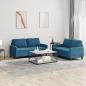 Preview: ARDEBO.de - 2-tlg. Sofagarnitur mit Kissen Blau Samt