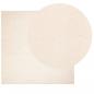 Preview: Teppich HUARTE Kurzflor Weich und Waschbar Beige 160x160 cm