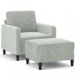 Preview: Sessel mit Hocker Hellgrau 60 cm Samt