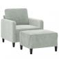 Preview: Sessel mit Hocker Hellgrau 60 cm Samt