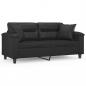 Preview: 2-Sitzer-Sofa mit Zierkissen Schwarz 140 cm Kunstleder