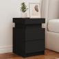Preview: ARDEBO.de - Nachttische mit LED-Leuchten 2 Stk. Schwarz 35x39x55 cm