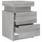 Preview: Nachttische mit LED-Leuchten 2 Stk. Grau Sonoma 35x39x55 cm