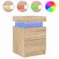 Preview: Nachttische mit LED-Leuchten 2 Stk. Sonoma Eiche 35x39x55 cm