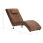 Preview: Massage Chaiselongue mit Kissen Braun Wildleder-Optik