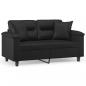 Preview: 2-Sitzer-Sofa mit Zierkissen Schwarz 120 cm Kunstleder