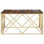 Preview: Couchtisch Golden Edelstahl und Massivholz