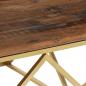 Preview: Couchtisch Golden Edelstahl und Massivholz