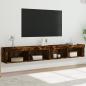 Preview: ARDEBO.de - TV-Schränke mit LED-Leuchten 2 Stk. Räuchereiche 100x30x30 cm