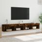 Preview: TV-Schränke mit LED-Leuchten 2 Stk. Räuchereiche 100x30x30 cm