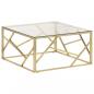 Preview: Couchtisch Golden Edelstahl und Hartglas