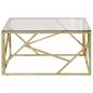 Preview: Couchtisch Golden Edelstahl und Hartglas