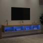 Preview: TV-Schränke mit LED-Leuchten 2 Stk. Sonoma-Eiche 100x30x30 cm