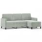 Preview: 3-Sitzer-Sofa mit Hocker Hellgrau 180 cm Samt