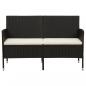 Preview: ARDEBO.de - Gartensofa 3-Sitzer mit Kissen Schwarz Poly Rattan