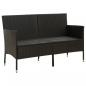 Preview: Gartensofa 3-Sitzer mit Kissen Schwarz Poly Rattan