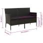 Preview: Gartensofa 3-Sitzer mit Kissen Schwarz Poly Rattan