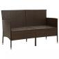 Preview: Gartensofa 3-Sitzer mit Kissen Braun Poly Rattan