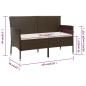 Preview: Gartensofa 3-Sitzer mit Kissen Braun Poly Rattan