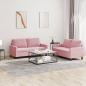 Preview: ARDEBO.de - 2-tlg. Sofagarnitur mit Kissen Rosa Samt