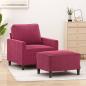 Preview: ARDEBO.de - Sessel mit Hocker Weinrot 60 cm Samt