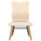 Preview: Schaukelsessel mit Hocker Creme Stoff
