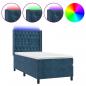 Preview: Boxspringbett mit Matratze & LED Dunkelblau 80x200 cm Samt