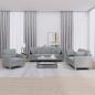 Preview: ARDEBO.de - 3-tlg. Sofagarnitur mit Kissen Hellgrau Stoff