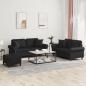 Preview: ARDEBO.de - 3-tlg. Sofagarnitur mit Kissen Schwarz Kunstleder