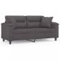 Preview: 2-Sitzer-Sofa mit Zierkissen Grau 140 cm Kunstleder