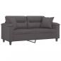 Preview: 2-Sitzer-Sofa mit Zierkissen Grau 140 cm Kunstleder