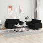 Preview: ARDEBO.de - 2-tlg. Sofagarnitur mit Kissen Schwarz Stoff