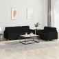 Preview: ARDEBO.de - 2-tlg. Sofagarnitur mit Kissen Schwarz Stoff