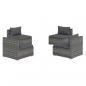Preview: 4-tlg. Garten-Lounge-Set mit Kissen Poly Rattan Grau
