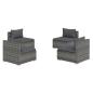 Preview: 4-tlg. Garten-Lounge-Set mit Kissen Poly Rattan Grau