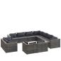 Preview: 11-tlg. Garten-Lounge-Set mit Kissen Grau Poly Rattan