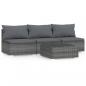Preview: 4-tlg. Garten-Lounge-Set mit Kissen Grau Poly Rattan
