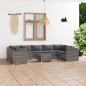 Preview: ARDEBO.de - 10-tlg. Garten-Lounge-Set mit Kissen Poly Rattan Grau