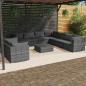 Preview: ARDEBO.de - 10-tlg. Garten-Lounge-Set mit Kissen Grau Poly Rattan