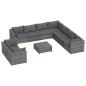 Preview: 10-tlg. Garten-Lounge-Set mit Kissen Grau Poly Rattan