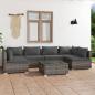 Preview: ARDEBO.de - 7-tlg. Garten-Lounge-Set mit Kissen Poly Rattan Grau